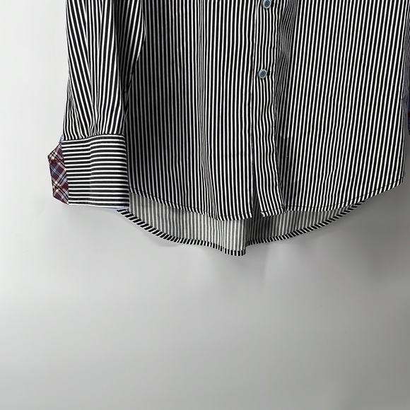 Robert Graham X flip cuff striped button shirt business standout suit sz Lg c - Picture 8 of 13